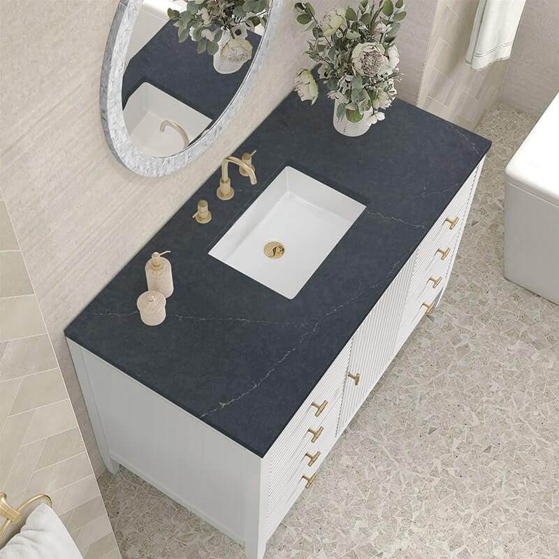 Myrrin 48 Inch Single Vanity Bright White Charcoal Soapstone Silestone Top