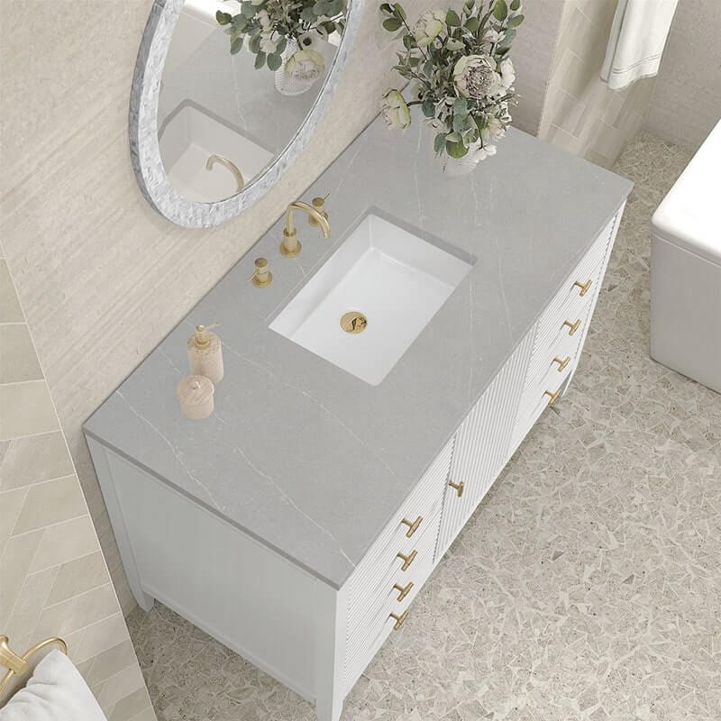 Myrrin 48 Inch Single Vanity Bright White Eternal Serena Silestone Top
