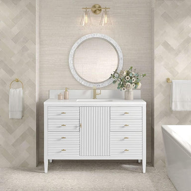 Myrrin 48 Inch Single Vanity Bright White Front View