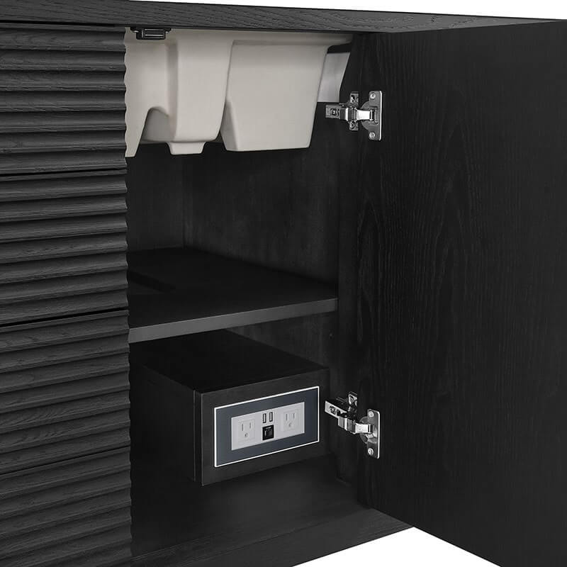 Myrrin 48 Inch Single Vanity Carbon Oak Electric Outlet