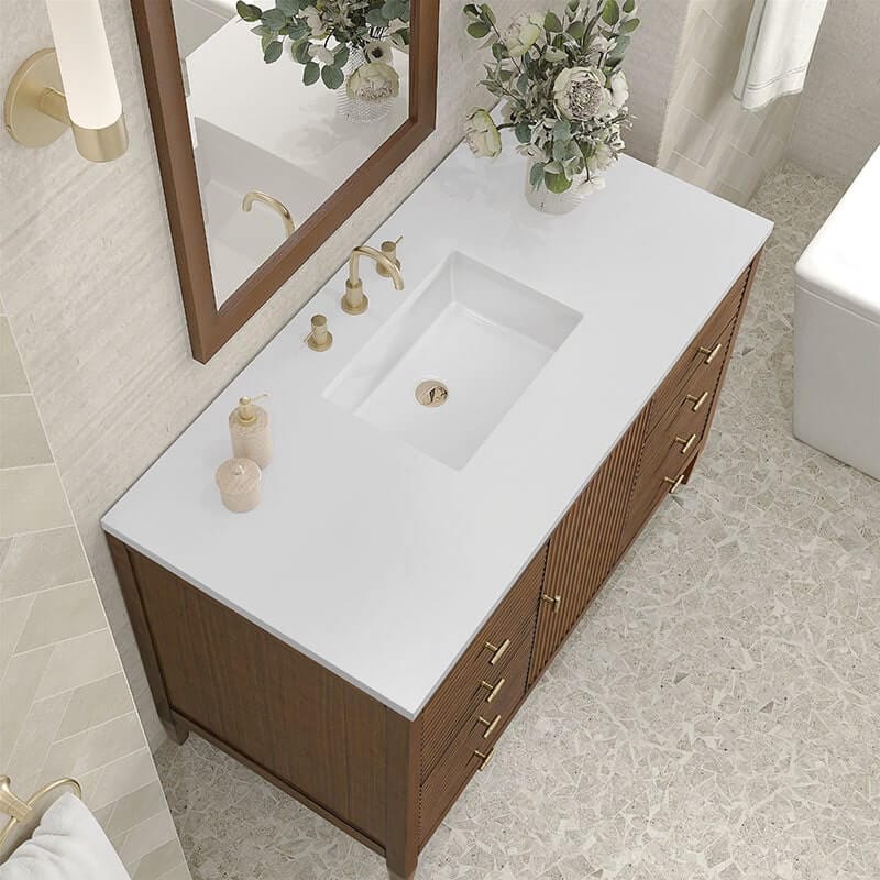 Myrrin 48 Inch Single Vanity Century Walnut White Zeus Silestone Top