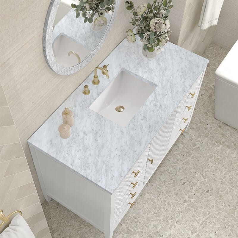 Myrrin 48" Single Vanity Bright White Carrara White Marble Top