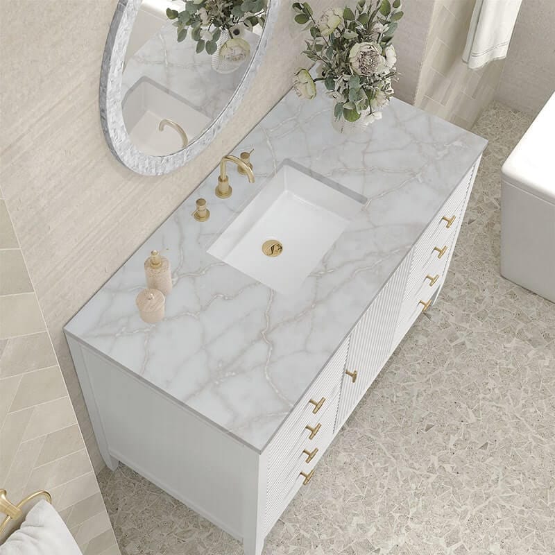 Myrrin 48" Single Vanity Bright White Victorian Silver Silestone Top