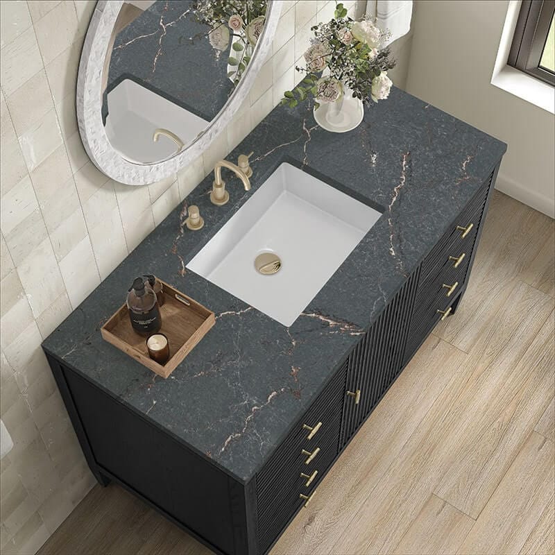Myrrin 48" Single Vanity Carbon Oak Parisien Bleu Silestone Top