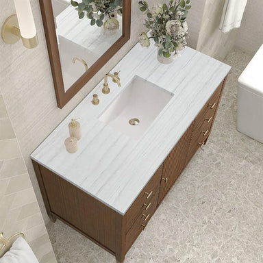 Myrrin 48" Single Vanity Century Walnut Arctic Fall Solid Surface Top