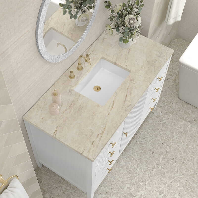 Myrrin 48" Single Vanity in Bright White With Tajnar Eclos Top