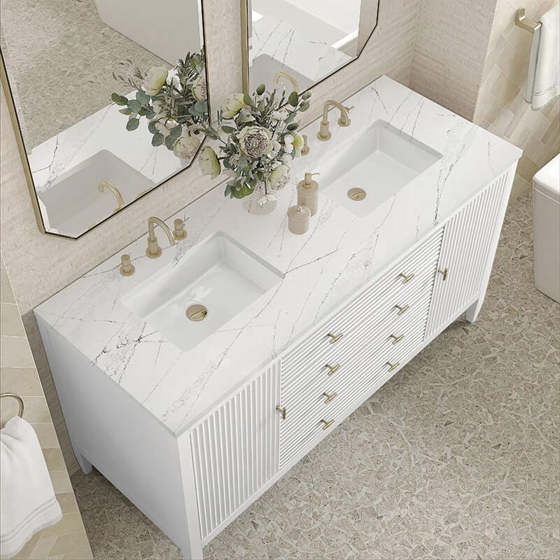 Myrrin 60" Double Vanity Bright White Ethereal Noctis Top