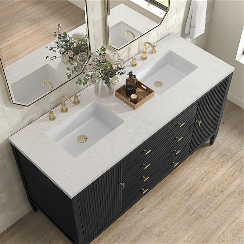 Myrrin 60" Double Vanity Carbon Oak Lime Delight Silestone Top