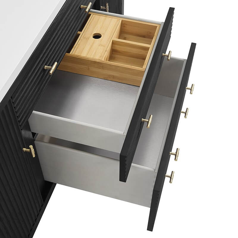Myrrin 60" Double Vanity Carbon Oak Two Full Extension Drawers