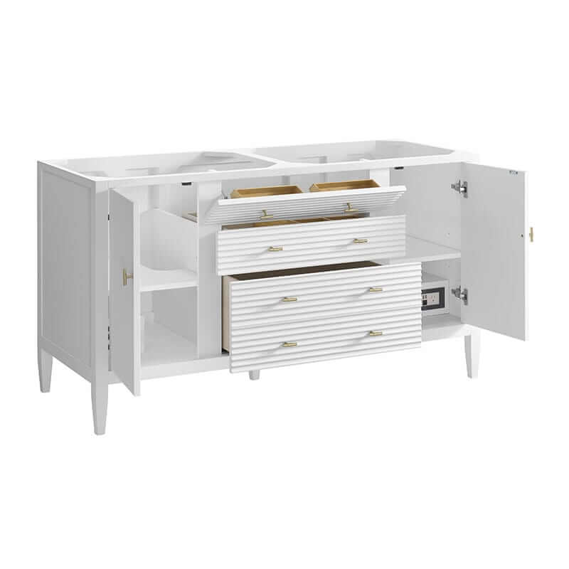 Myrrin 60 Inch Double Vanity Bright White Corner View