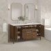 Myrrin 60 Inch Double Vanity Century Walnut Corner View
