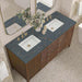 Myrrin 60 Inch Double Vanity Century Walnut Parisien Bleu Silestone Top