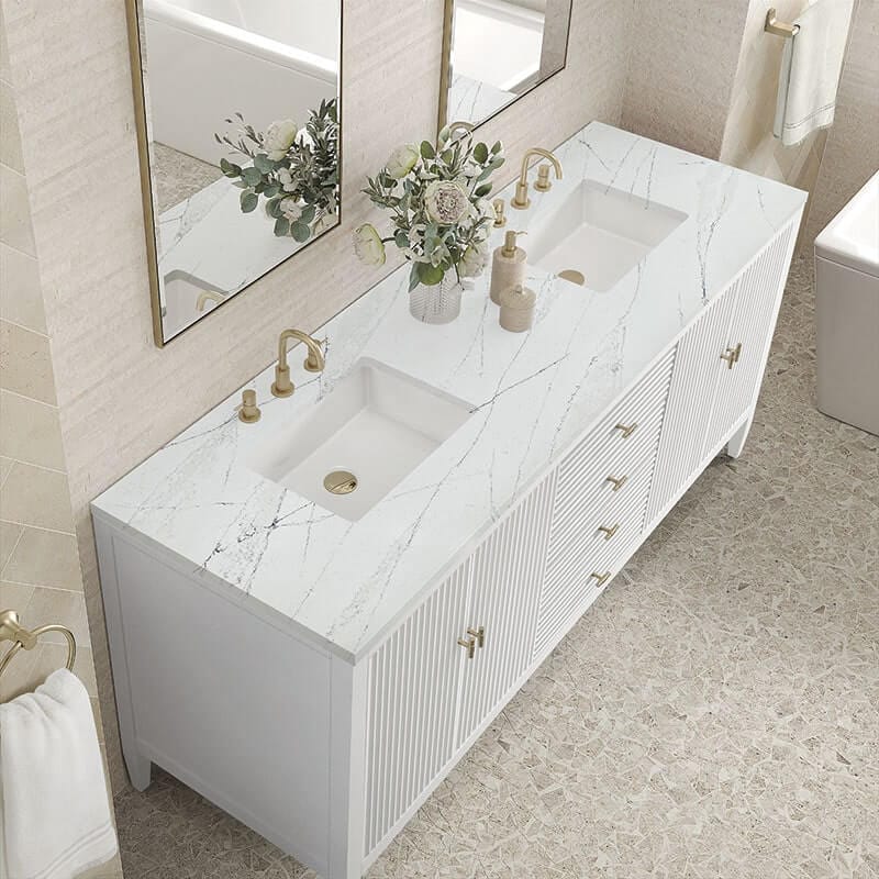 Myrrin 72" Double Vanity Bright White Ethereal Noctis Top