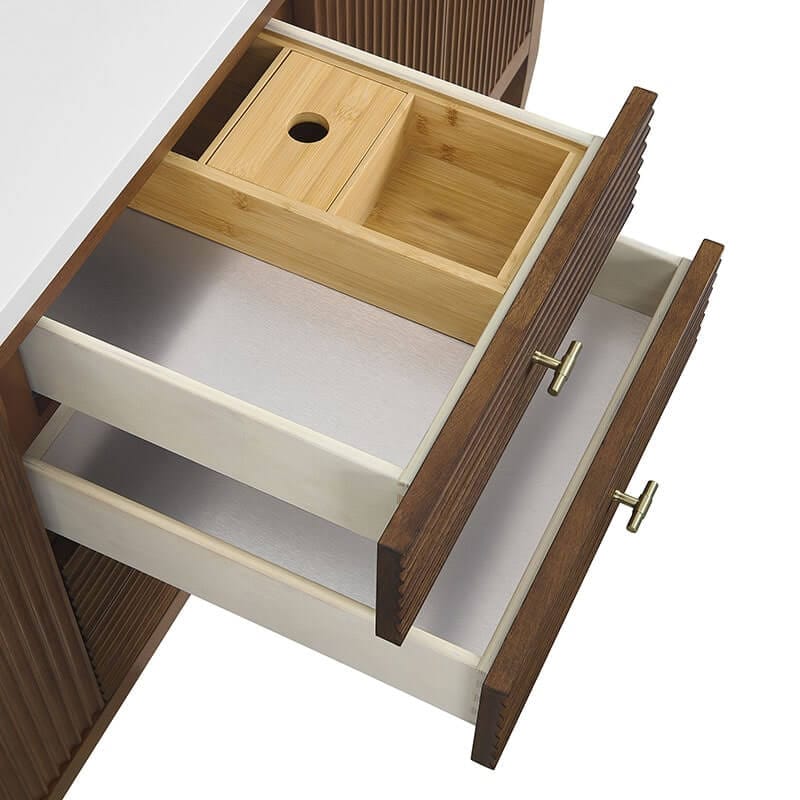Myrrin 72" Double Vanity Century Walnut Bamboo Organizer 