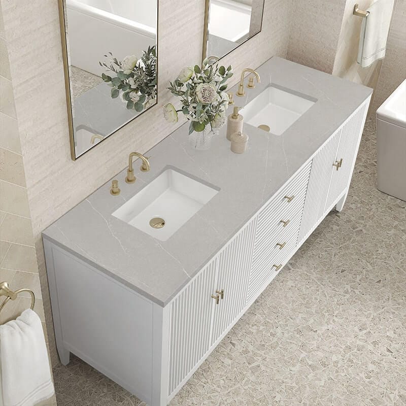 Myrrin 72 Inch Double Vanity Bright White Eternal Serena Silestone Top