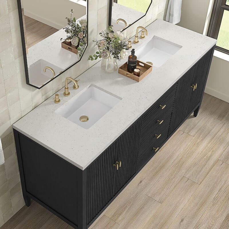 Myrrin 72 Inch Double Vanity Carbon Oak Lime Delight Silestone Top