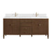 Myrrin 72 Inch Double Vanity Century Walnut Single Hole Faucet White Zeus Silestone Top & Backsplash
