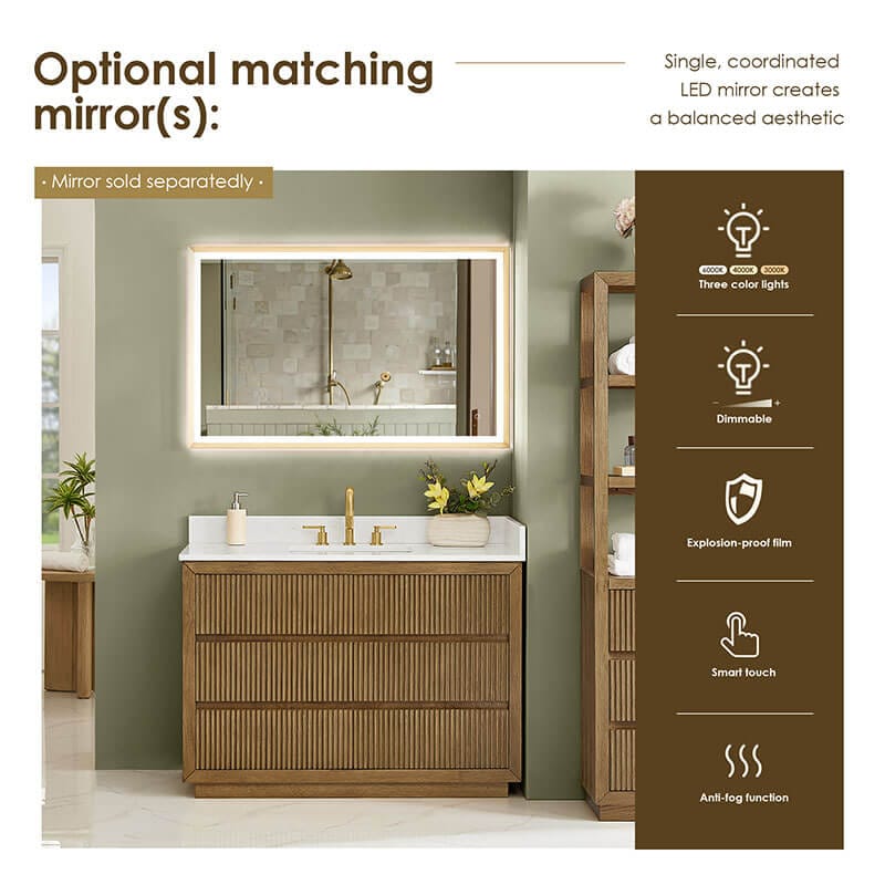 Navan 48 Single Bathroom Vanity with Top Weathered Brown Optional Matching Mirrors