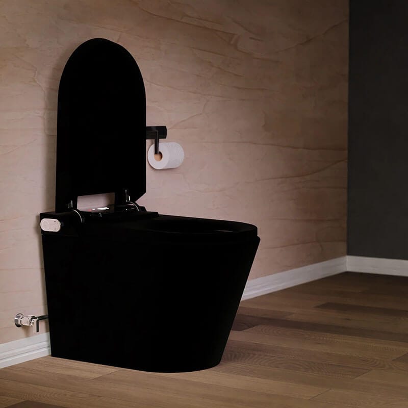 Nobelet STCM1.MB Elongated Matte Black Luxury Toilet Control Panel With Icons Open Lid