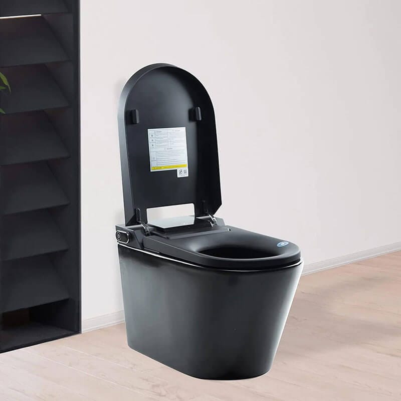 Nobelet STCM1.MB Elongated Matte Black Luxury Toilet Open Lid Corner View