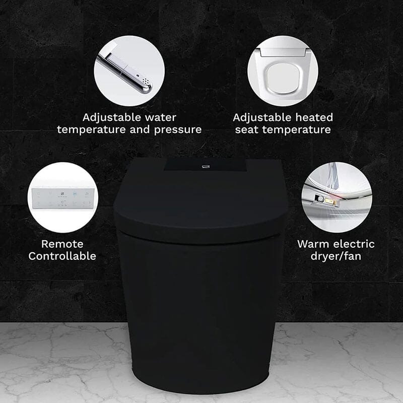 Nobelet STCM1.MB Elongated Matte Black Luxury Toilet with ToeTouch Basic Features