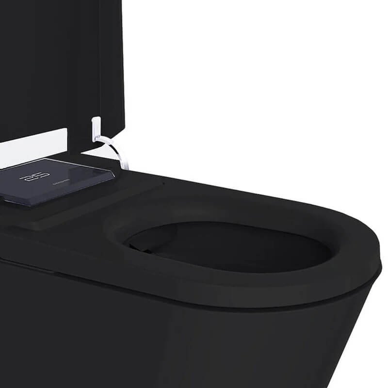 Nobelet STCM1.MB Elongated Matte Black Luxury Toilet with ToeTouch Corner View Open Lid