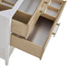 Olena 36" Single Vanity Light Mappa Burl and Polished White Top View Drawers Up Close