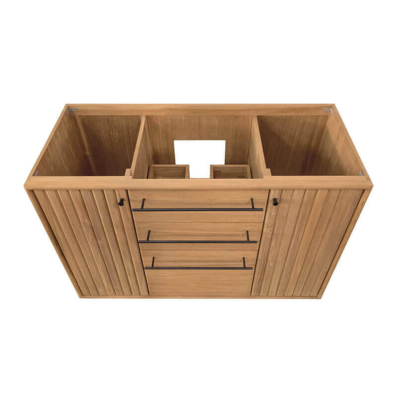 Parker 48 inch Single Sink Teak Bathroom Vanity Natural Teak Cabinet Only Top View