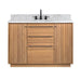 Parker 48 inch Single Sink Teak Bathroom Vanity Natural Teak in Carrara White Marble Front View