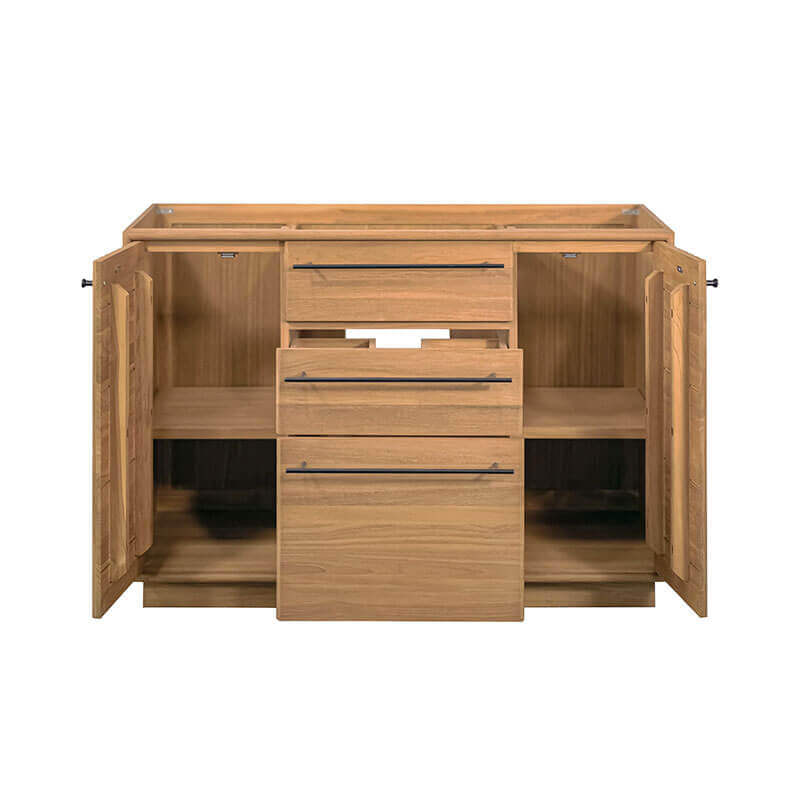Parker 48 Single Sink Teak Bathroom Vanity Natural Teak Cabinet Only Open