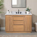 Parker 48 Single Sink Teak Bathroom Vanity Natural Teak in Carrara White Marble Front View