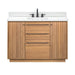 Parker 48 Single Sink Teak Bathroom Vanity Natural Teak in White Engineered Stone Front View