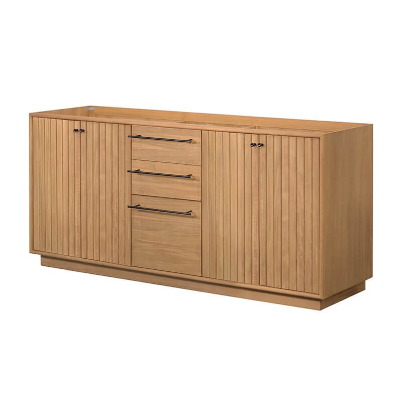Parker 72 Double Sink Teak Bathroom Vanity Natural Teak Cabinet Only Corner View