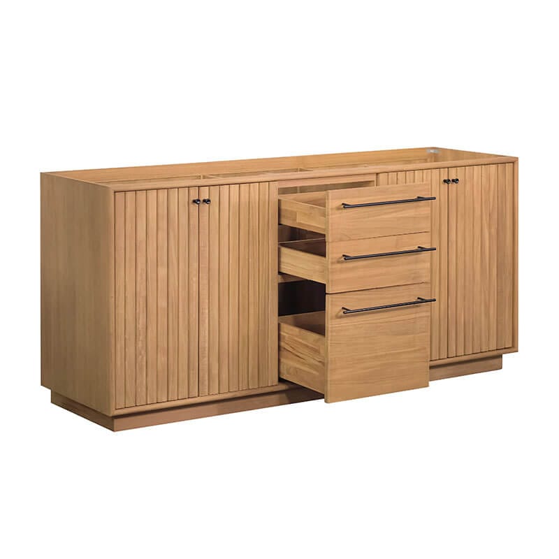Parker 72 inch Double Sink Teak Bathroom Vanity Natural Teak Cabinet Only Drawer