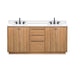 Parker 72 inch Double Sink Teak Bathroom Vanity Natural Teak in White Engineered Stone Front View