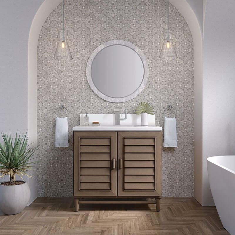 Portland 36 Inch Single Vanity Whitewashed Walnut Front View