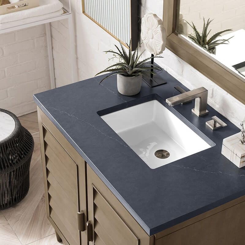 Portland 36 Single Vanity Whitewashed Walnut Charcoal Soapstone Silestone Top