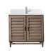 Portland 36 Single Vanity Whitewashed Walnut Single Hole Faucet White Zeus Silestone Top Backsplash