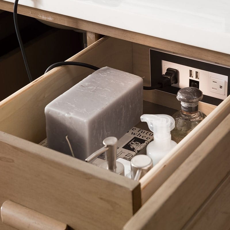 Portland 48 Single Vanity Whitewashed Walnut Interior Drawers