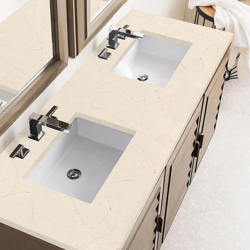 Portland 60" Double Vanity Whitewashed Walnut Eternal Marfil Top