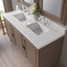 Portland 60 Inch Double Vanity in Whitewashed Walnut With Single Hole Faucet White Zeus Silestone Top Backsplash