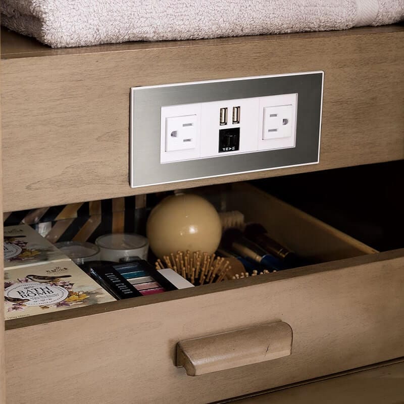 Portland 60 Inch Double Vanity Whitewashed Walnut Two Usb Outlets