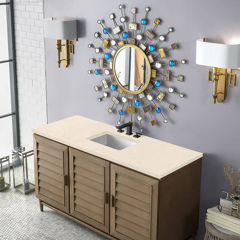 Portland 60 Inch Single Vanity Whitewashed Walnut Eternal Marfil Top