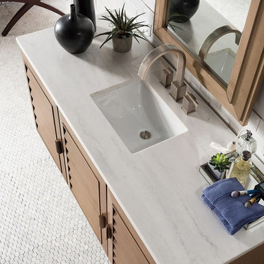 Portland 60" Single Vanity Whitewashed Walnut Arctic Fall Solid Surface Top