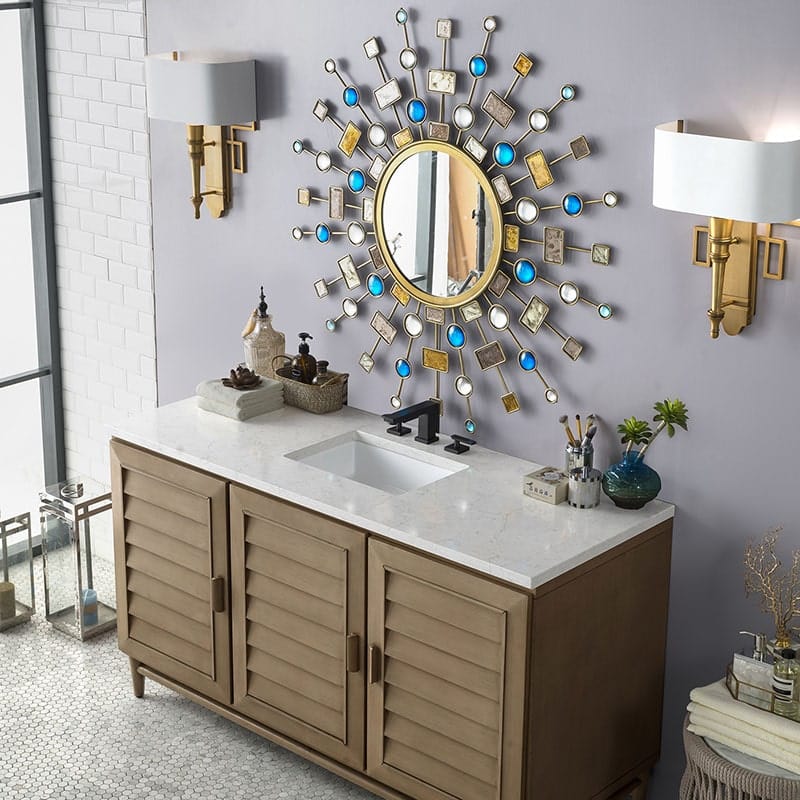Portland 60" Single Vanity Whitewashed Walnut Eternal Jasmine Pearl Silestone Top