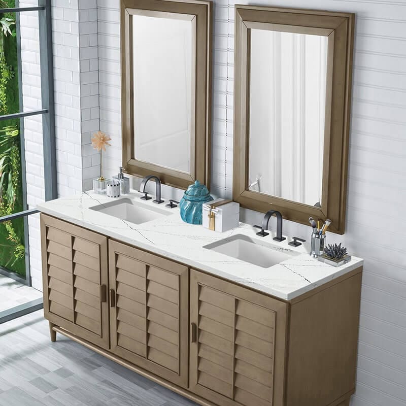 Portland 72" Double Vanity Whitewashed Walnut Ethereal Noctis Top