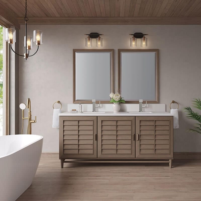 Portland 72 Inch Double Vanity Whitewashed Walnut Front View