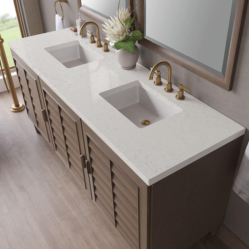 Portland 72 Inch Double Vanity Whitewashed Walnut Lime Delight Silestone Top