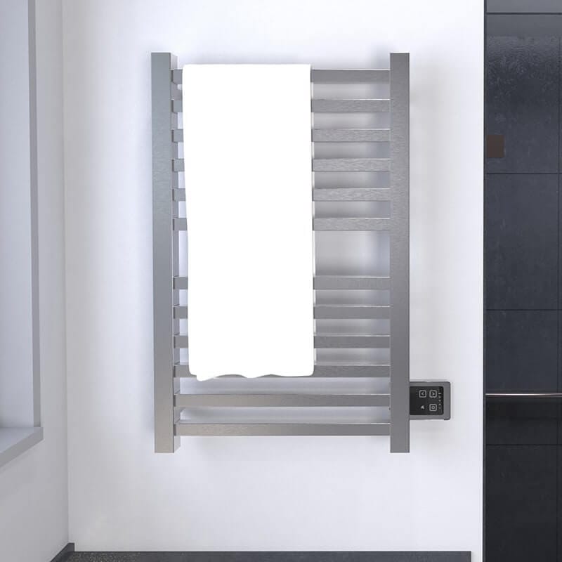 Quadro Q2132.2 12 Bar Towel Warmer in Brushed Stainless Front View Lifestyle