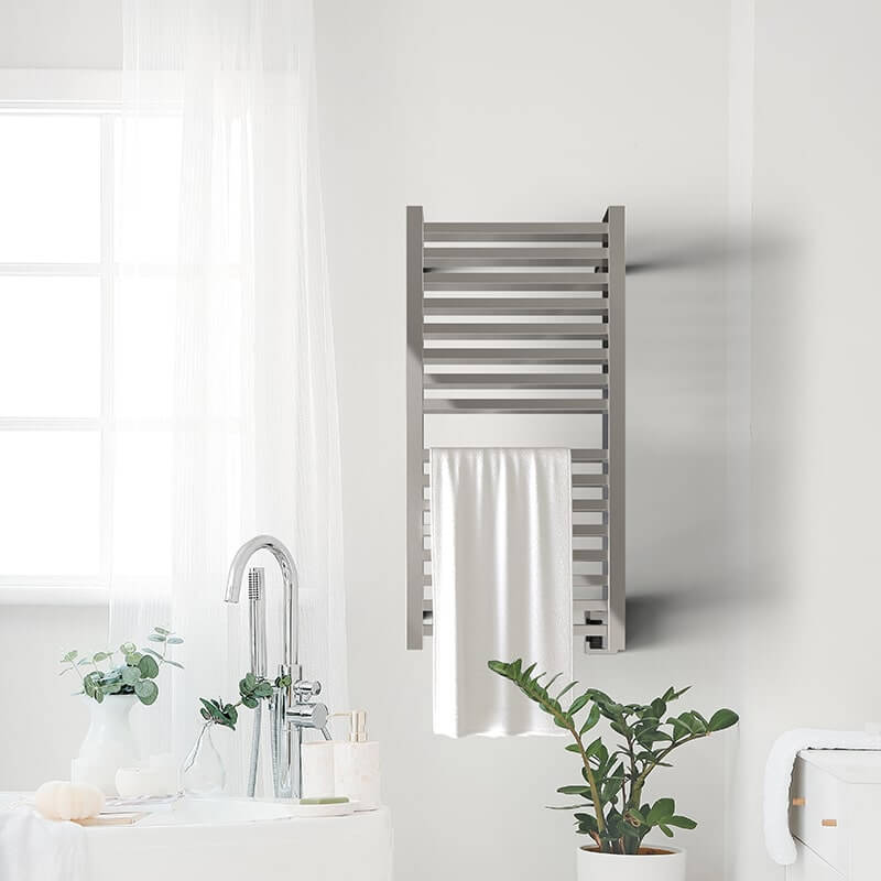 Quadro Q2142.2 16 Bar Towel Warmer in Polished Stainless With TDHC Front View